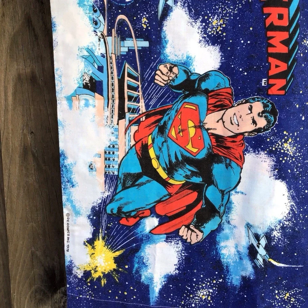 Vintage Superman Pillowcase Space Cityscape DC Comics USA Standard Size